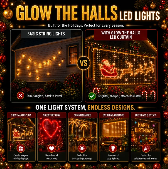 Kairven Animated Christmas Curtain Lights